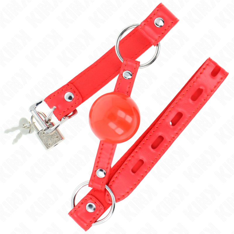 Bâillon BDSM Boule 4 cm TPE Sangle Rojo Lock Réglable - Kink