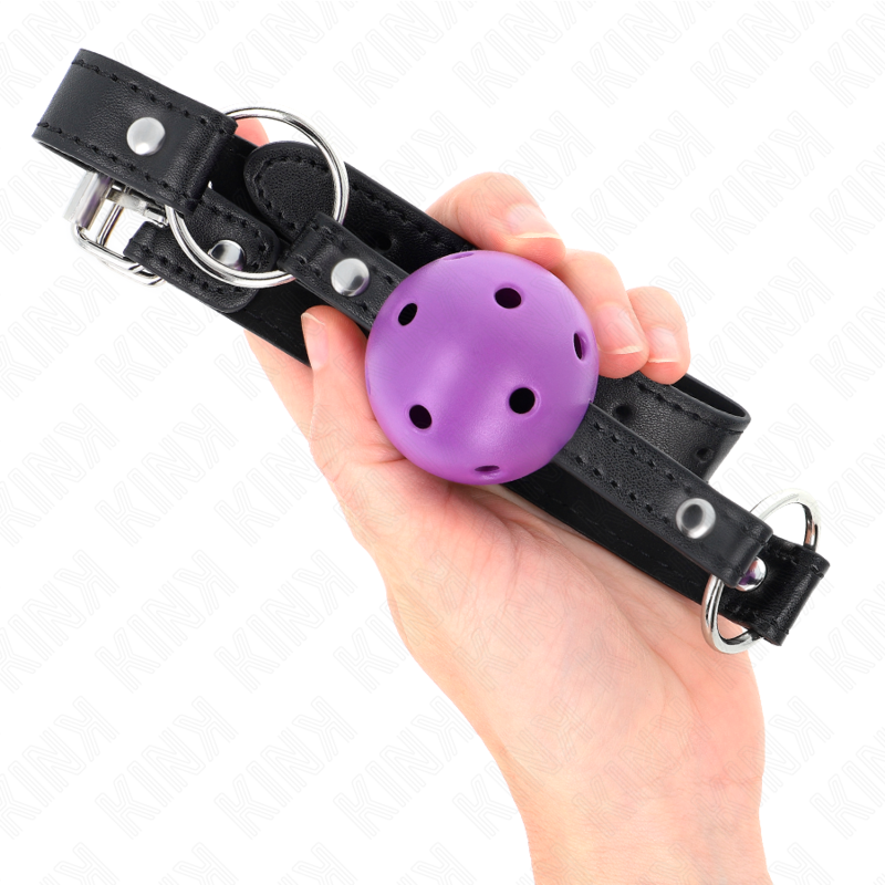 Bâillon Boule BDSM Ball Gag Violet 4,5 cm Sangle Réglable - Kink
