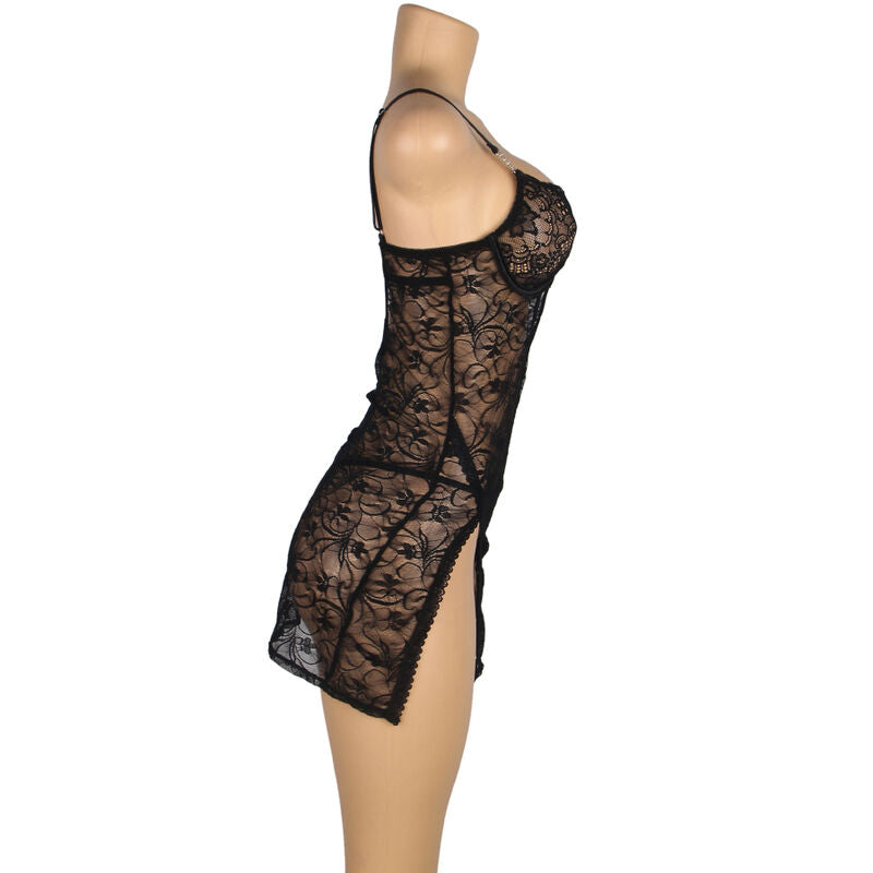 Babydoll Court Dentelle Transparente Bretelles Réglables - Subblime