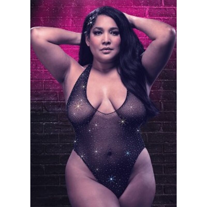 Body Sexy Radiance Décolleté Plongeant Strass Grande Taille - CalExotics