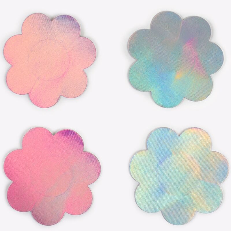 Cache-Tétons Adhésifs Fleurs Holographiques 2 Paires - Secretplay