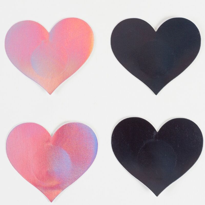 Cache-Tétons Cœur Holographiques 2 Paires Réutilisables - Secret Play