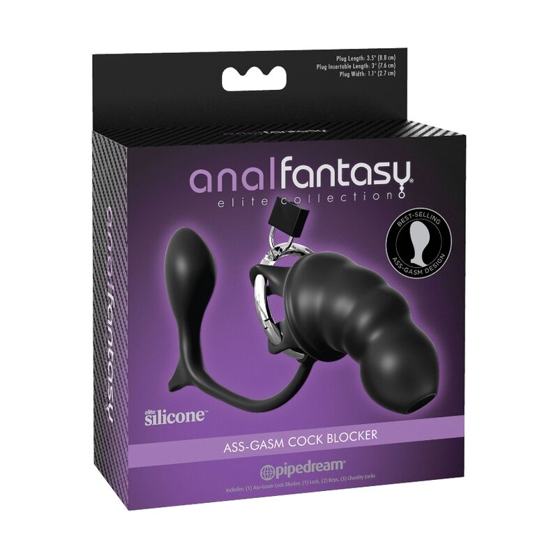 Cage de Chasteté avec Plug Anal Ass-Gasm Silicone Verrouillable - Anal Fantasy