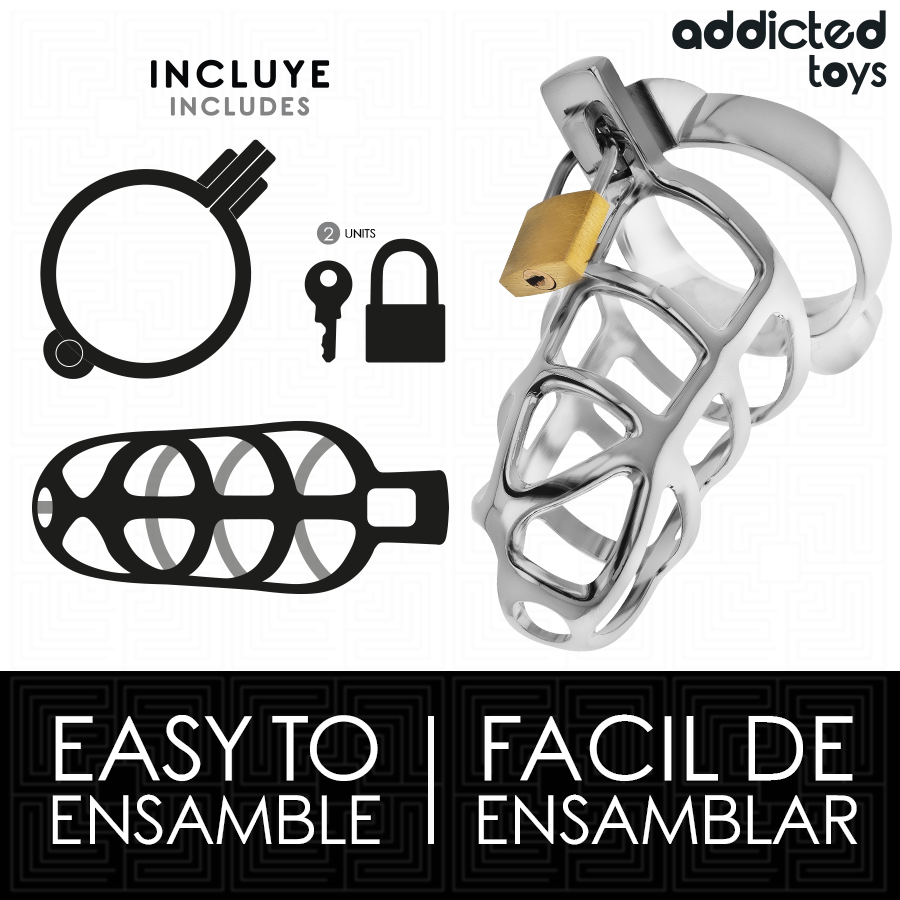 Cage à Pénis Métal Silver Lock Cadenas 2 Tailles S M - Addicted Toys