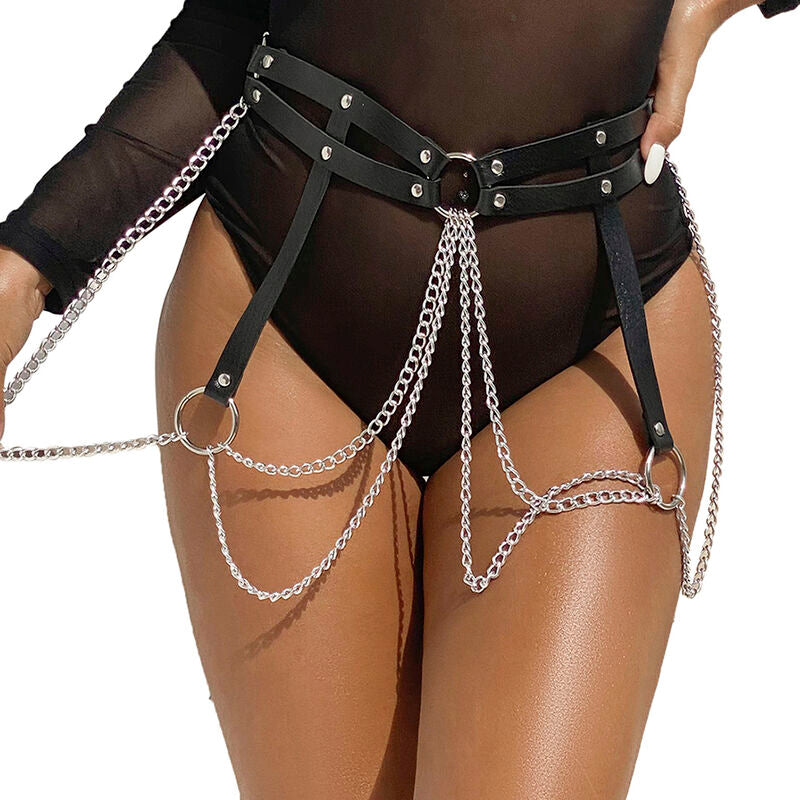 Ceinture Chaîne Bague Cuir Détails Anneaux Taille Unique - Subblime