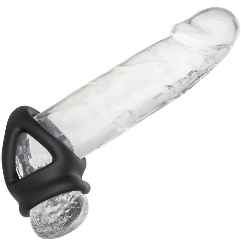 Cockring Double Anneau Alpha Dual Cage Silicone Extensible Noir - CalExotics