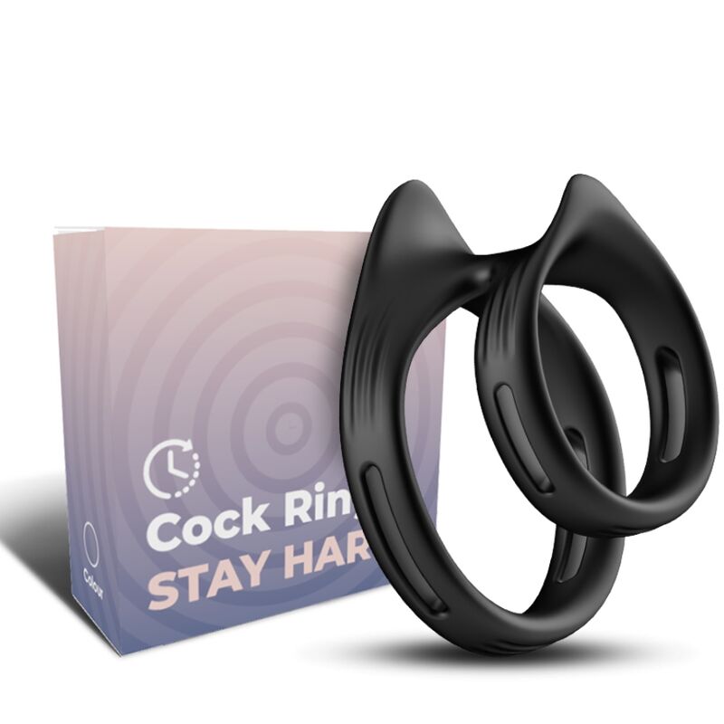 Cockring Double Anneau Dualring Silicone Étanche Noir - Armony