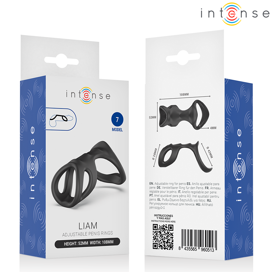 Cockring Double Anneau Liam avec Extension Stimulante Flexible - Intense