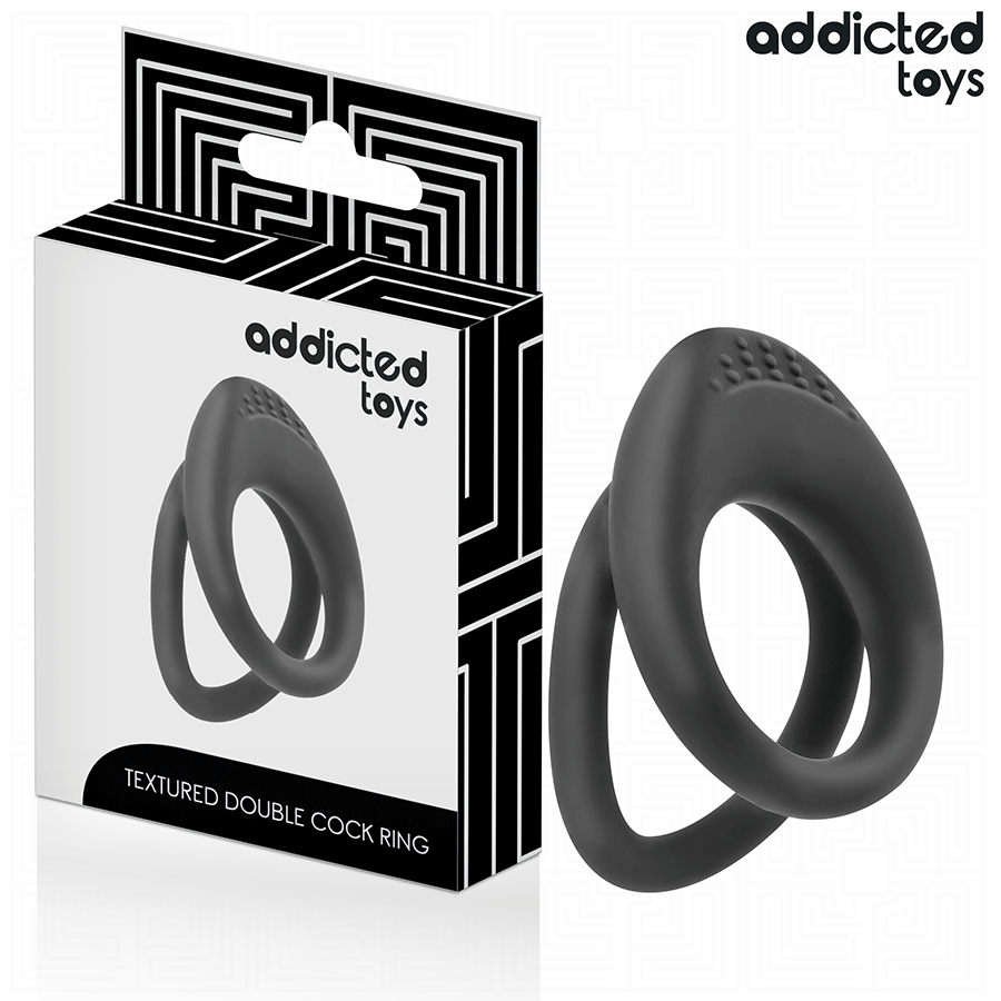 Cockring Double Anneau Texturé Pénis et Testicules - Addicted Toys