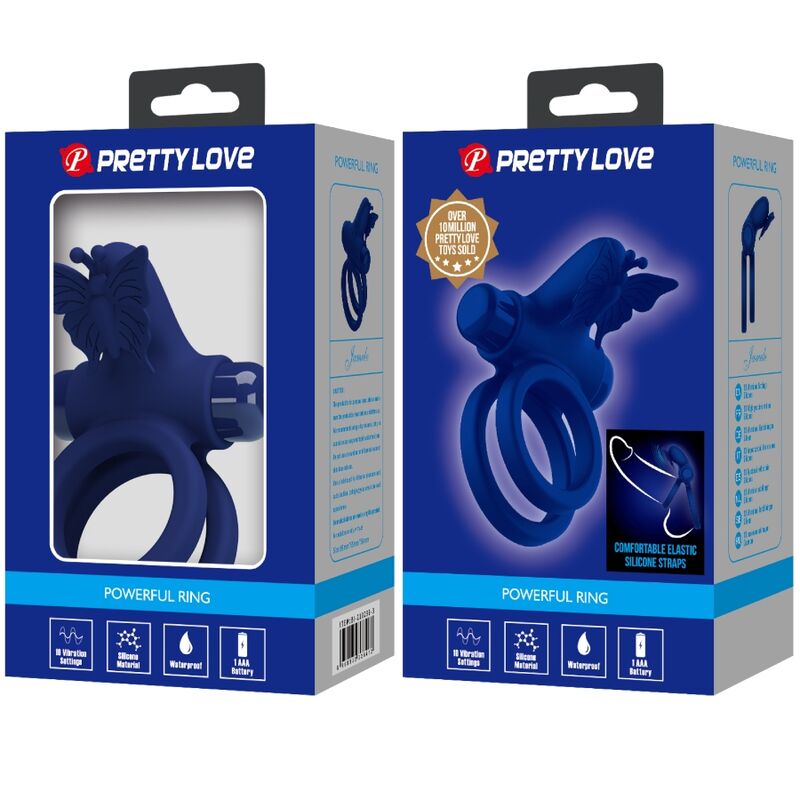 Cockring Double Anneau Vibrant Jamele Stimulateur Papillon 10 Modes - Pretty Love
