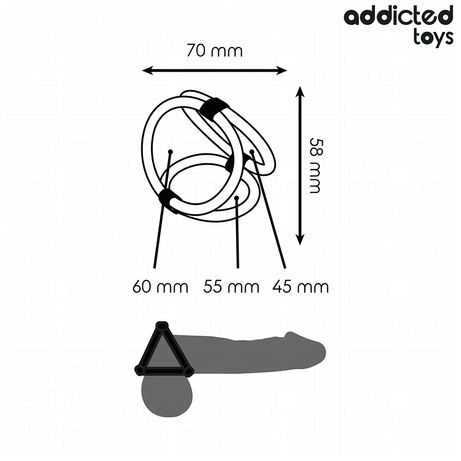 Cockring Triple Anneaux 3 Tailles Souple pour Érection Prolongée - Addicted Toys