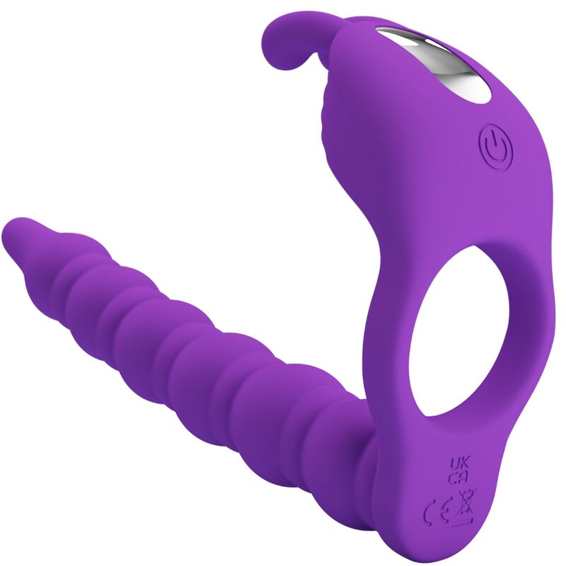 Cockring Vibrant avec Plug Anal Blackney Double Stimulation - Pretty Love