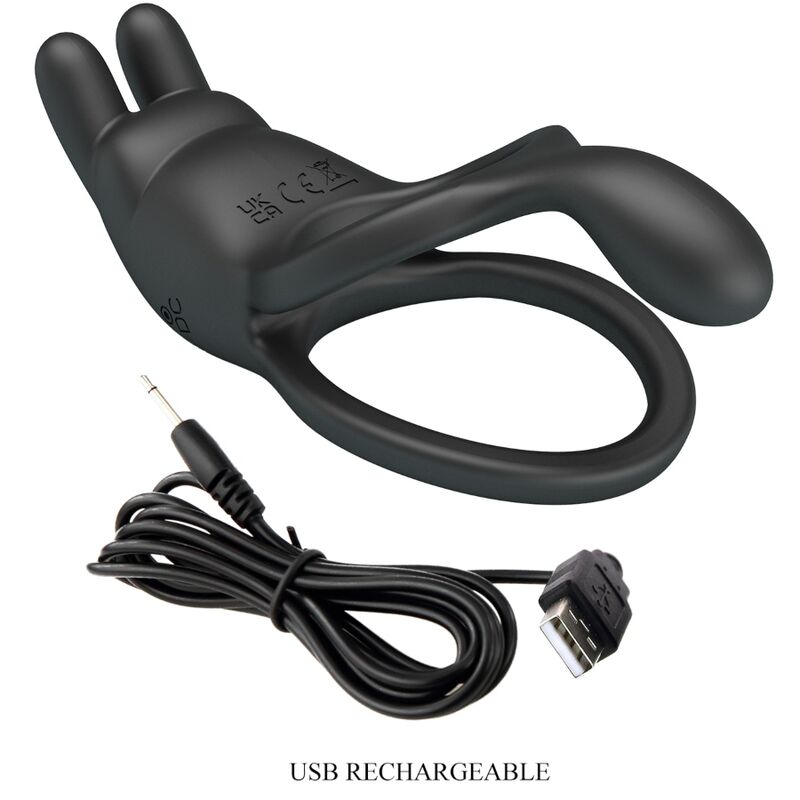 Cockring Vibrant Double Anneau Seth 7 Vibrations Rechargeable - Pretty Love