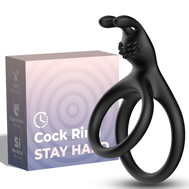 Cockring Vibrant Lapin Double Anneau Tensy Lumineux Silicone - Armony
