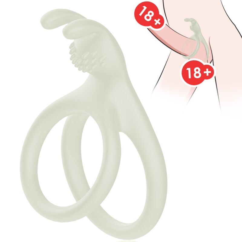 Cockring Vibrant Lapin Double Anneau Tensy Lumineux Silicone - Armony
