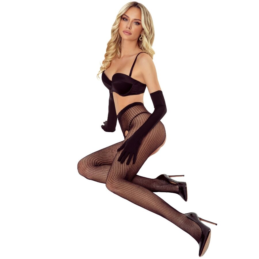 Collant Ouvert Tiopen 038 Noir Effet Seconde Peau 3/4 - Passion Woman