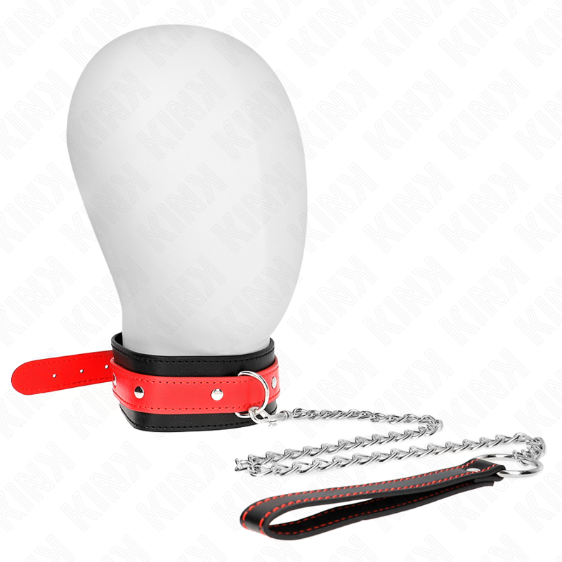 Collier BDSM avec Bracelet Rouge Ajustable Boucle Métal - Kink