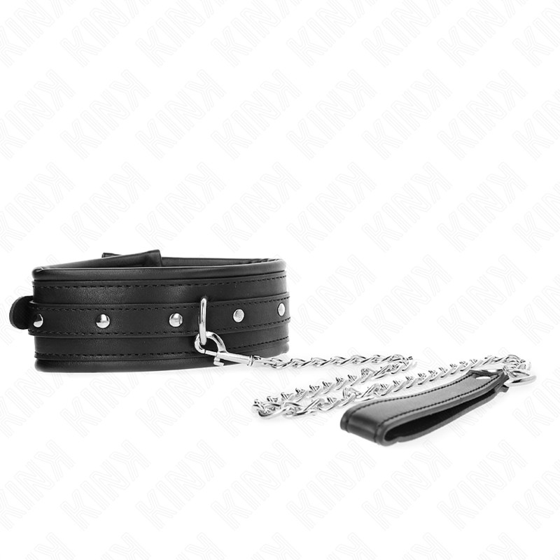 Collier BDSM avec Laisse Boucle Brillante Réglable 65 cm - Kink