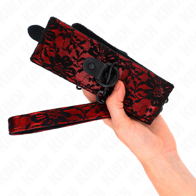 Collier BDSM Dentelle Laisse Cuir Véritable Réglable - Kink