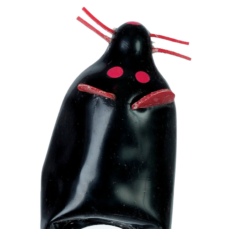 CONDOMERIE - PRÉSERVATIFS FANTAISIE PEINTS À LA MAIN SOURIS NOIRE XL