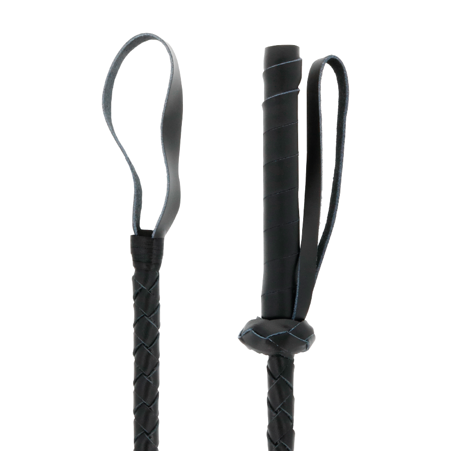 Cravache BDSM Fétichiste Cuir Manche Haute Qualité 60 cm - Darkness