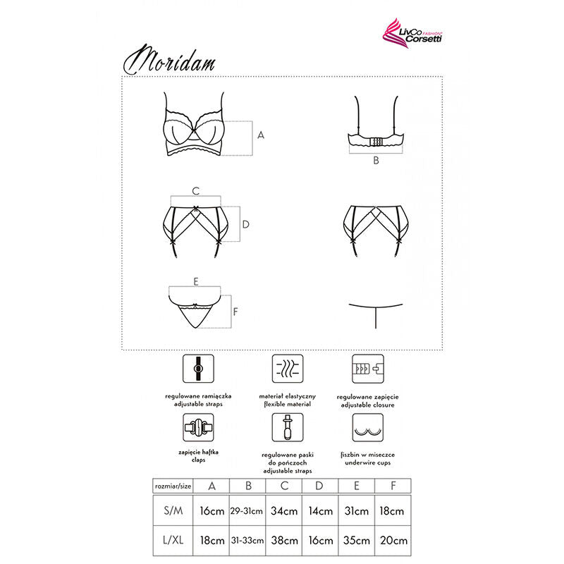 Ensemble Lingerie Moridam Dentelle Soutien-Gorge Culotte Porte-Jarretelles - Livco Corsetti