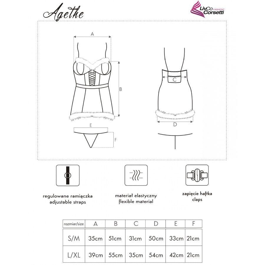 Ensemble Lingerie Noël Agethe Chemise String Bonnet 3 Pièces - Livco Corsetti