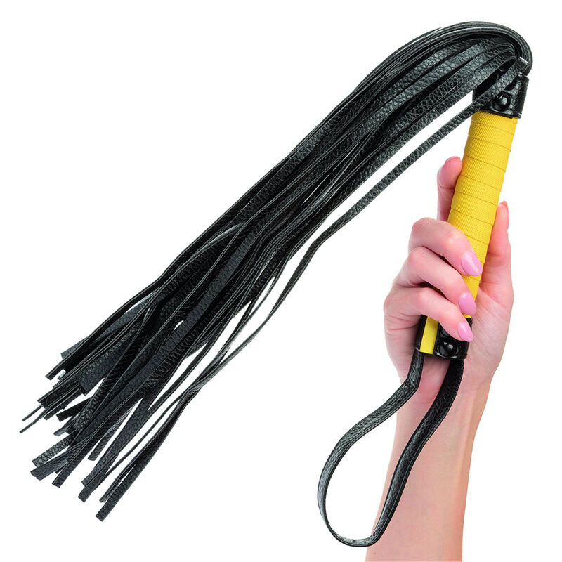 Fouet Flogger BDSM Boundless Cuir Végétalien Poignée Texturée - CalExotics