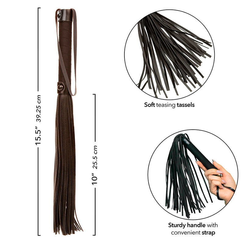 Fouet Flogger BDSM Nocturnal Cuir Noir Lanières Souples - CalExotics