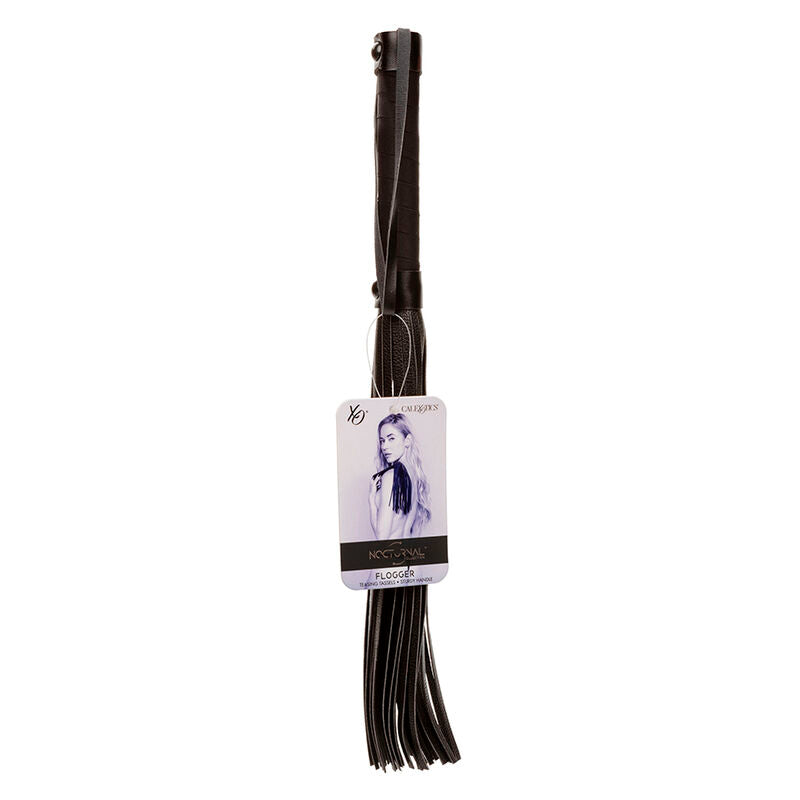 Fouet Flogger BDSM Nocturnal Cuir Noir Lanières Souples - CalExotics