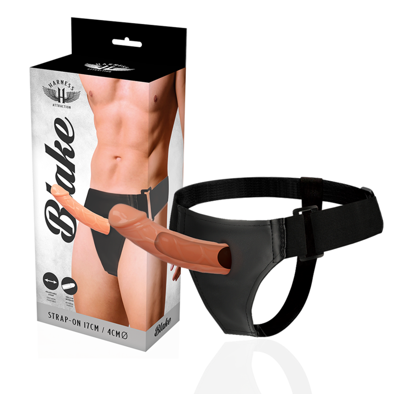 Gaine à Pénis Creuse Hueco Blake 15,5 cm avec Harnais Ajustable - Harness Attraction