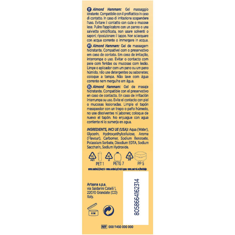 Gel de Massage Hammam 3 en 1 Lait d'Amande 200 ml - Control