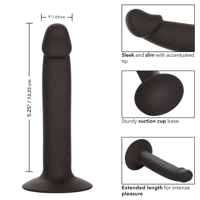 Gode Anal Fin Garon Slim Silicone Ventouse Flexible - CalExotics