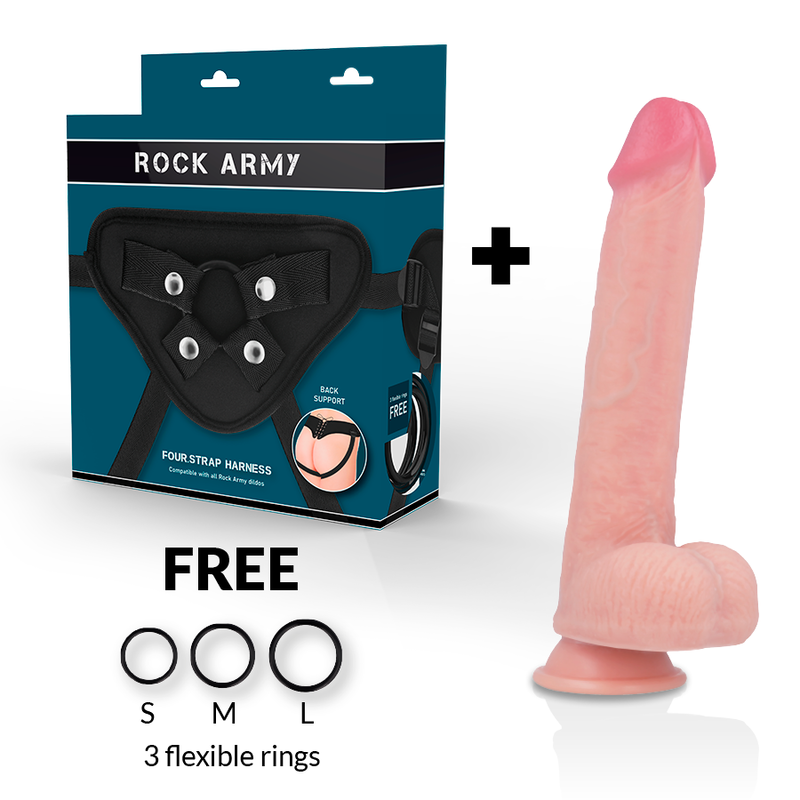 Gode Ceinture Réaliste Kingcobra Silicone Double Densité 24 cm - Rock Army