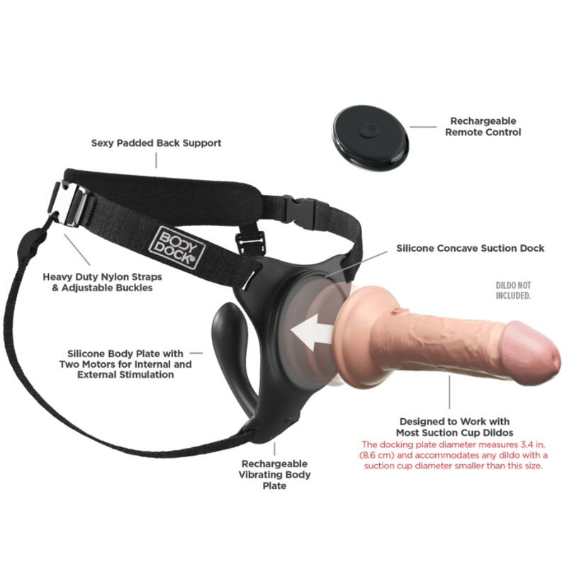 Gode Ceinture Vibrant Body Dock G-Spot Pro Sans Anneau 2 Moteurs - Pipedreams