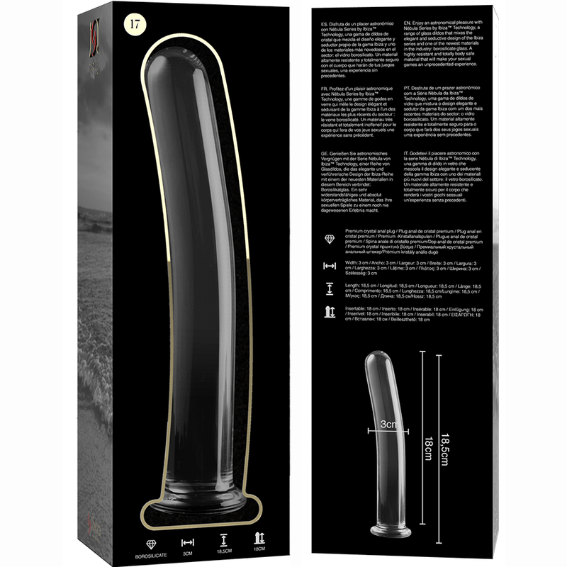 Gode en Verre Borosilicate Nebula Modèle 17 Clair 18,5 cm