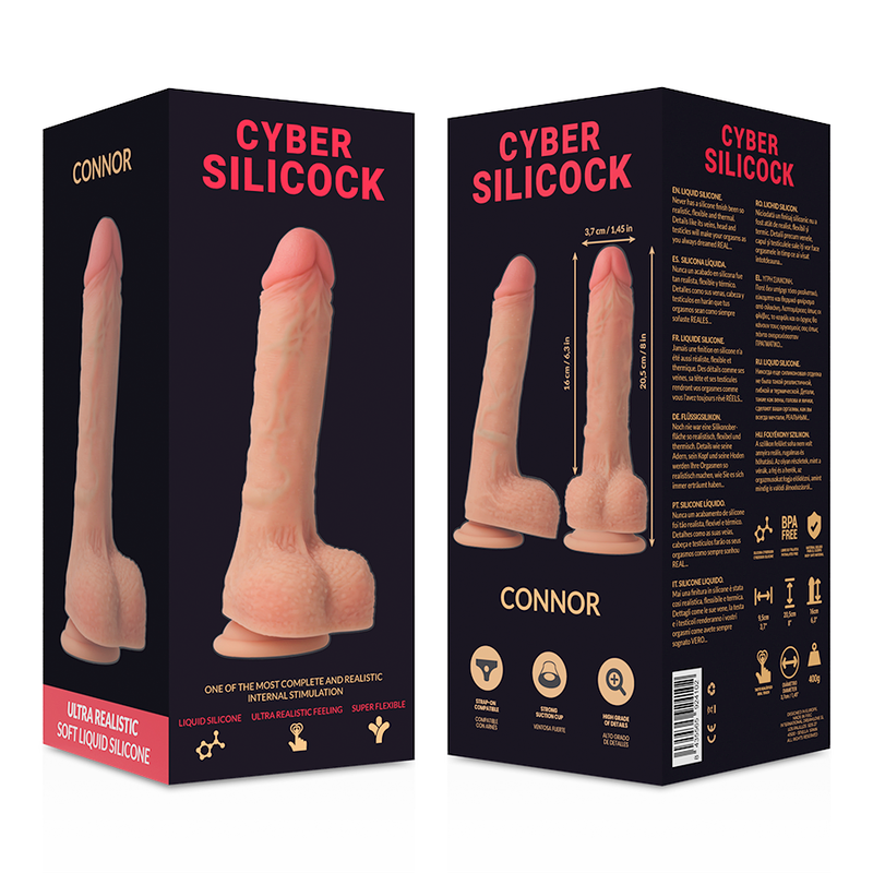 Gode Réaliste Connor Ventouse Souple Ultra Réaliste 20,5 cm - Cyber Silicock