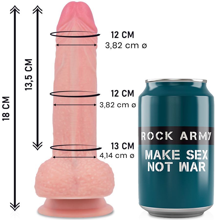 Gode Réaliste Mustang Double Densité Ventouse 18 cm - Rock Army