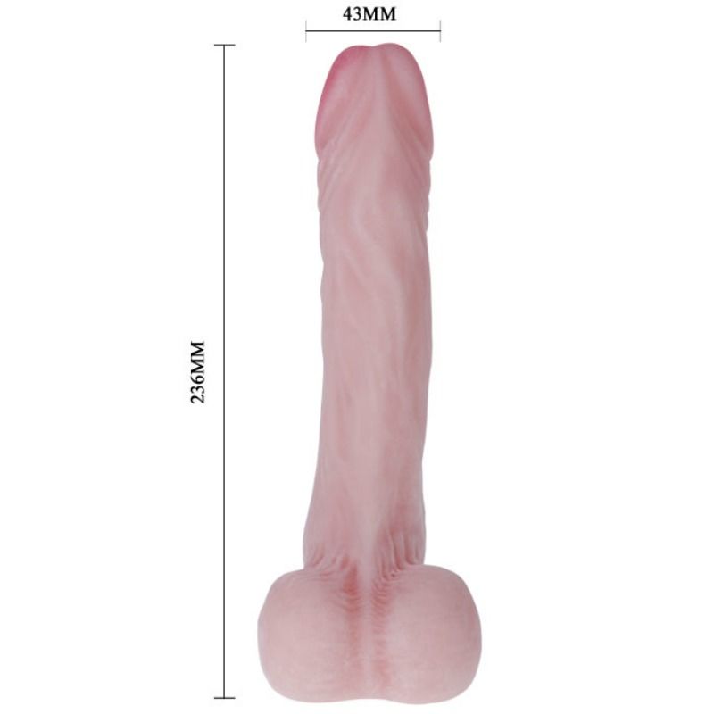 Gode Réaliste Naturel Veiné TPR avec Ventouse Puissante - Baile