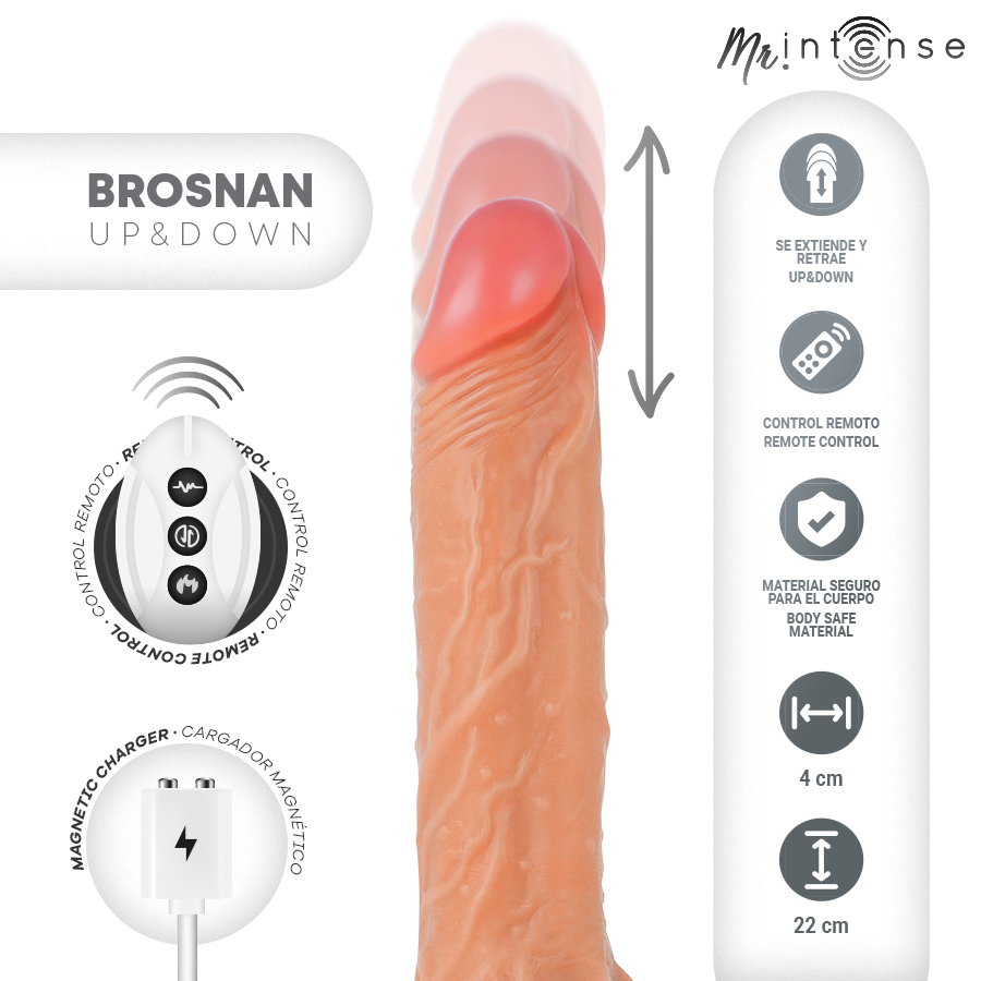 Gode Va-et-Vient Réaliste Brosnan Vibrant Télécommandé 22 cm - Mr. Intense