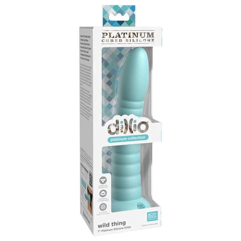 Gode Ventouse Wild Thing Silicone Vert 17,78 cm - Dillio Platinum