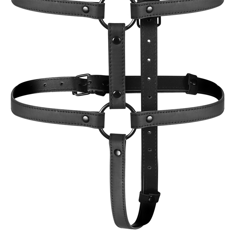 Harnais Bondage Réglable Torse et Bras Cuir Végétalien - Fetish Submissive