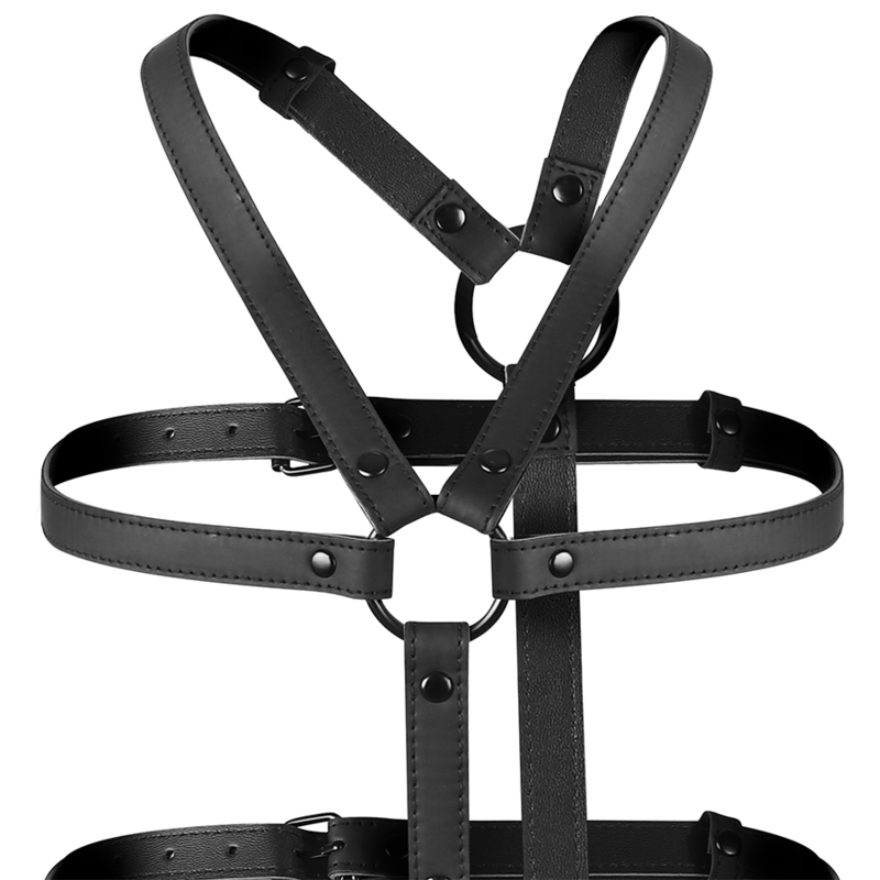 Harnais Bondage Réglable Torse et Bras Cuir Végétalien - Fetish Submissive
