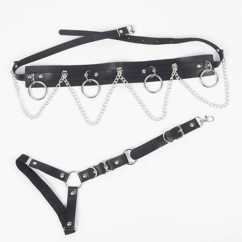 Harnais Ceinture Jarretières Anneaux et Chaîne Cuir Taille Unique - Subblime