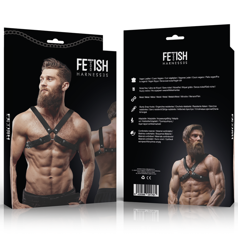 Harnais de Poitrine BDSM Croix Bulldog Éco-Cuir Réglable pour Homme - Fetish Submissive
