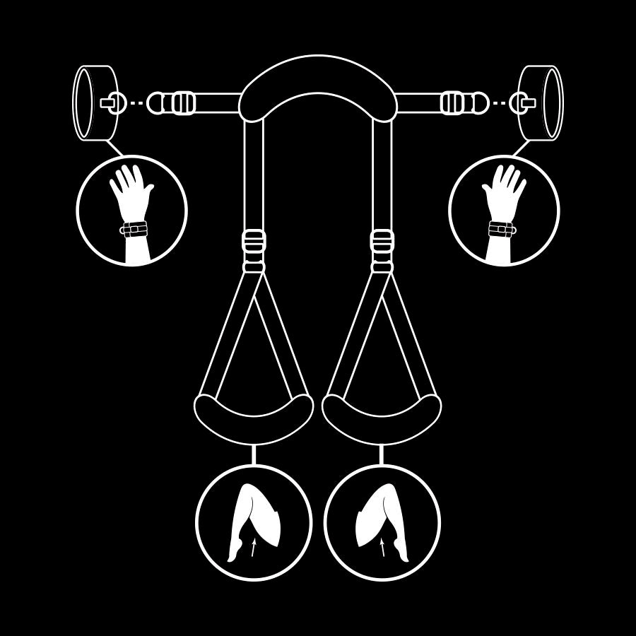Harnais de Position Jambes Ouvertes Cuir Vegan Doublé Néoprène - Fetish Submissive