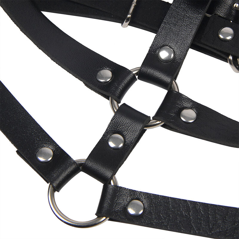 Harnais Poitrine BDSM Anneau Cuir Noir Taille Unique - Subblime