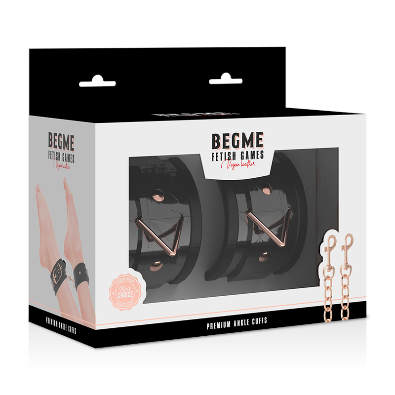 Menottes BDSM Cuir Vegan Métal Sans Nickel Rembourrées - Begme Black Edition
