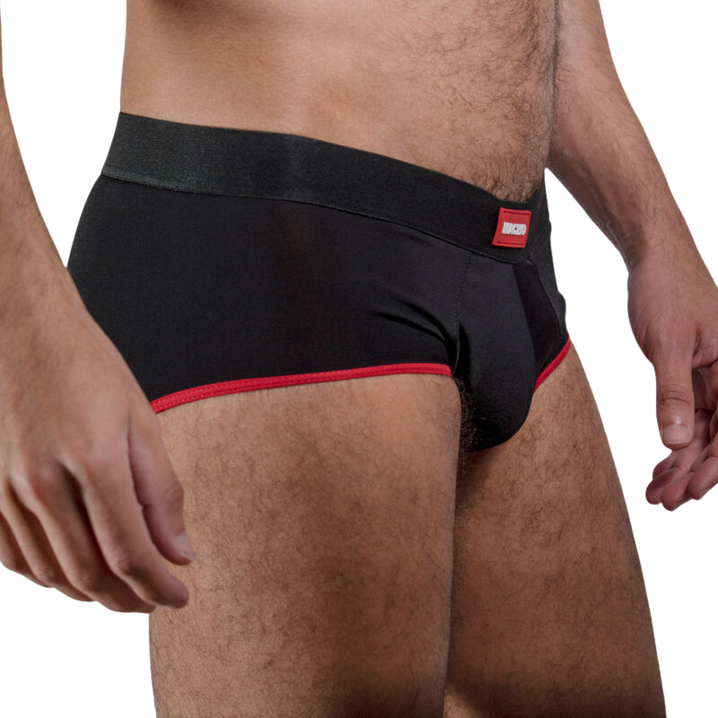 Slip Homme Coupe Classique Lycra Coupelle Push-Up Rouge Foncé - Macho Underwear