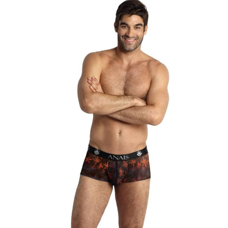 Homme bras croisés portant le boxer Chill taille S d'Anais Men en tulle à palmiers